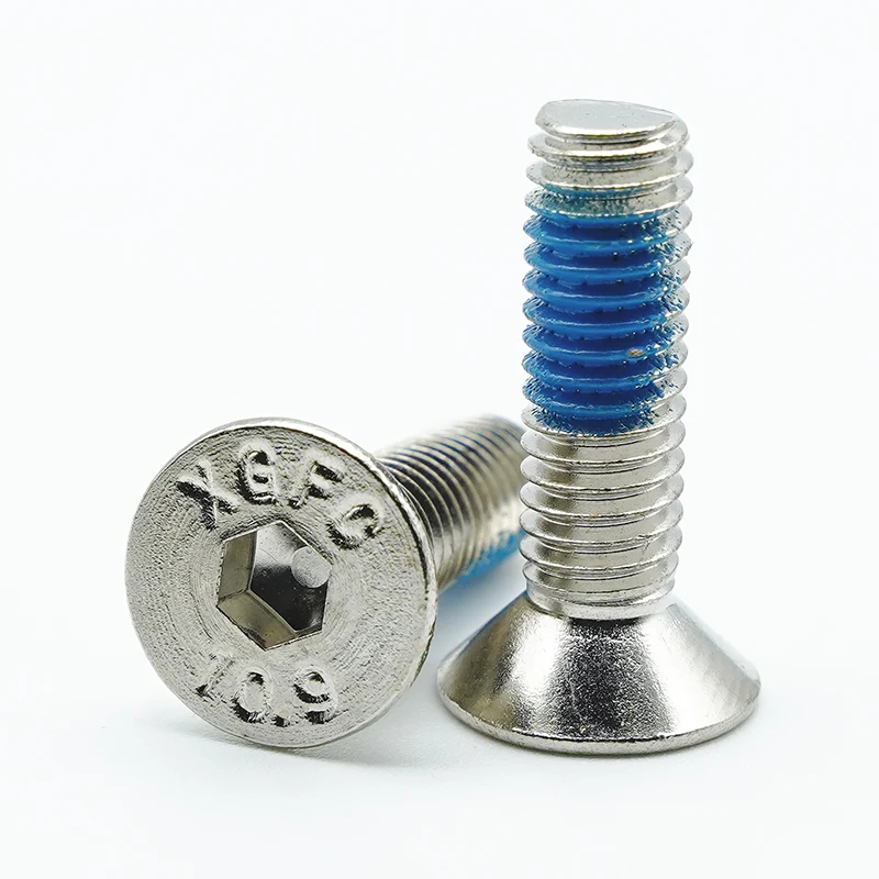 Nickelpläterad och lim hex socket countersunk huvudlockskruvar