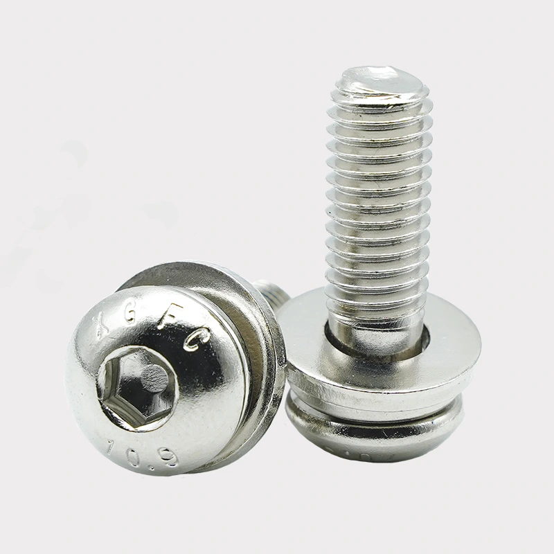 Nickelpläterad hex socket-knapphuvudkombinationsskruvar