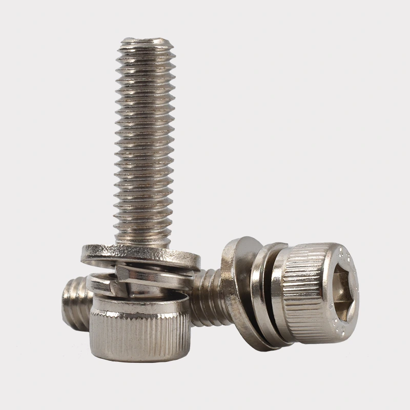Nickelpläterad hex socket cap huvudkombinationskruvar